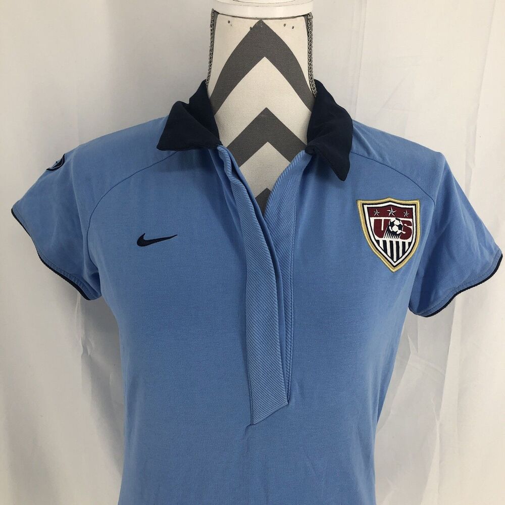 Nike FitDry US Soccer Blue Short Sleeve Polo Shirt 228150-448 Large